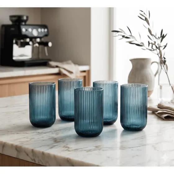 Conjunto 6 Copos de Vidro Azul Escuro 450ml Bliss