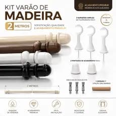 Varão Cortina luxuoso e Persiana 2,00 Metros x 19mm Fino Diversas Cores - Envio Imediato!!