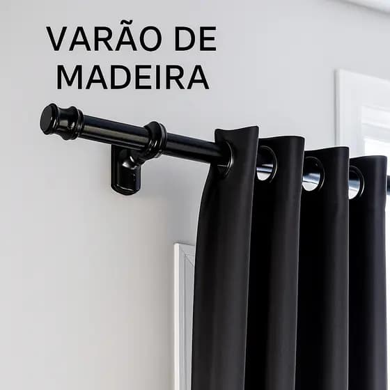 Kit Com Até 3 Varão de Madeira 1,50m 2,00m 3,00m  x 0,19mm Resistente Cortina Parede  Envio Imediato