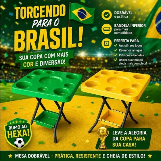Mesa Petisqueira Dobravel Portatil Area Gourmet Churrasco Porta Copos Multiuso