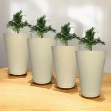 Kit 4 Vasos Decorativos Texturizados N°3 Planta Flor Jardim Varanda Moderno Elegante Com Pratos