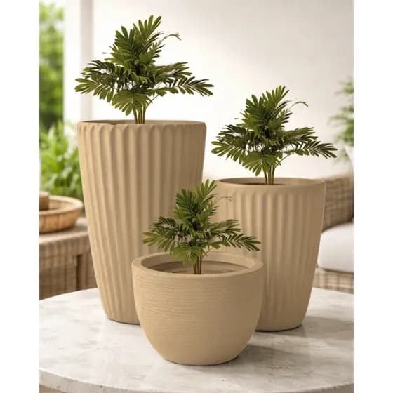 Kit 3 Vasos Coluna Romana N°1,2 + Bojo N°1 Planta Flor Jardim Varanda Moderno e Elegante Polietileno