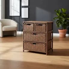 Gaveteiro Sintético Organizador Multiuso Artesanal 4 Gavetas 55x33x65 Com Pé Móvel Banheiro