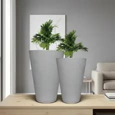 Kit 2 Vasos Decorativos Texturizados N°3,4 Polietileno Planta Flor Jardim Varanda Moderno Elegante