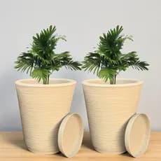 Kit 2 Vasos Decorativos Coluna Texturizada N°1 Planta Flor Jardim Varanda Moderno Elegante