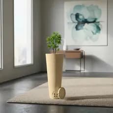 Vaso para Plantas Coluna Ibiza Escovada P 59 cm Com Prato Coletor