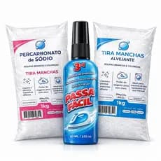 Tira manchas alvejante 1kg + Percarbonato de sódio 1kg + Facilitador Passar Roupas 1Un