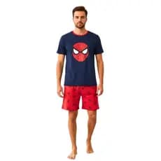 Pijama Masculino Verão Super Heróis Malha Confortável Manga Curta e Short Oferta Presente