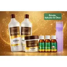 Kit tratamento intensivo dos fios  Shampoo 1L+Condicionador 1L +Máscara  500 +kit misturinha  coco, rícino  alecrim+brin
