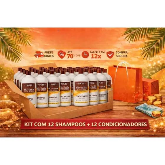 Super Kit Revendedor 12 Shampoo e 12 Condicionador Maca  Argain 1L – limpeza profunda capilar