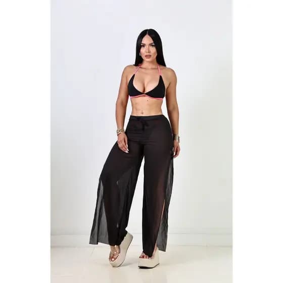 Calça saida de Praia Pantalona em Tule premium Moda Verão Top Blog 2025