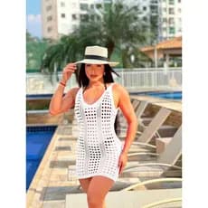 Saida de Praia Vestido Tricot Moda Verão Top Blog Fashion 2025 Saída Furo