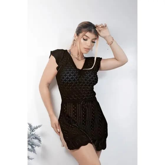 Vestido Tricot Saida de Praia Verão Top 2025 saída em v