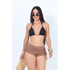 Saida de Praia Short Tricot COM AJUSTE NAS LATERAIS Moda Verão Fashion Blogueira Top 2026