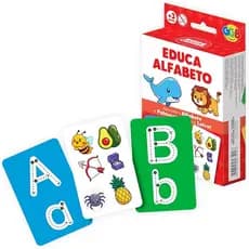 JOGO EDUCA ALFABETO 34 CARTAS GGB BRINQUEDO IMAGENS EDUCATIVO BARALHO CRIANÇAS LETRAS PALAVRAS