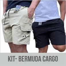 Kit 2 Bermuda Cargo Masculina Bolsos Skate Elastano Casual short cargo masculino