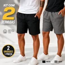 Bermuda Masculina Tactel Academia Treino 2 Bolsos Praia Esportiva Kits Elástico na cintura