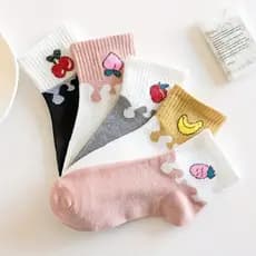 Kit 12 Pares de Meias Cano Médio Estampadas Fruta Fashion Premium Feminina Modelos Cor Aleatório