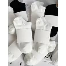 Kit 12 Pares Meias Curtas Femininas ou Unissex – Cano Baixo Confortável 31-35 / 35-40 Preto e Branco