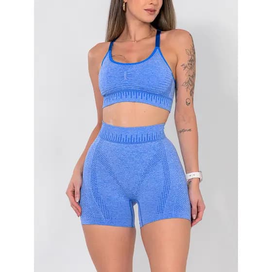 Conjunto Esportivo Feminino Top e Short Sem Costura – Cintura Alta, Compressão e Conforto 6768
