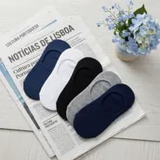 Kit 12 Pares Meia Invisível Masculina Antiderrapante Cano Baixo Confortável Respirável 38-44