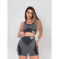 Conjunto esportivo fitness Elástica Feminino Short Cintura Alta 3531-1
