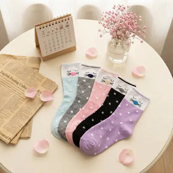 Kit 6/12 Pares Meias Femininas Cano alto de desenho Confortável 35-40  Kit Cores Sortidas