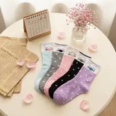 Kit 6/12 Pares Meias Femininas Cano alto de desenho Confortável 35-40  Kit Cores Sortidas