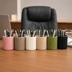 Porta Canetas Organizador de Mesa Premium Escritório Home Office Escola Escrivaninha Canelado FRUFRU