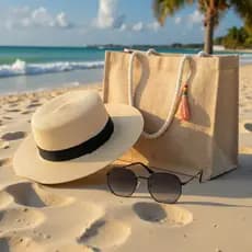 Kit Praia Feminino Luxo Óculos de Sol + Chapéu Paris + Bolsa de Palha – Verão, Piscina e Passeios
