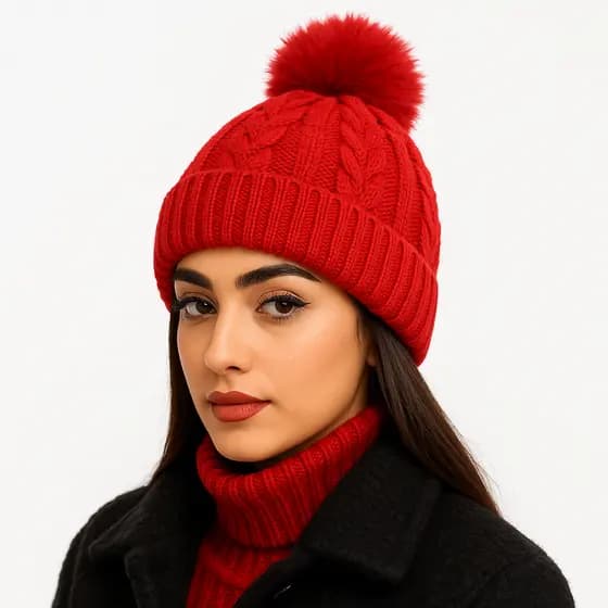 Touca Feminina Quente Forrada Peluciada Com Pompom Macia Inverno Moda Frio Viagem Estilosa