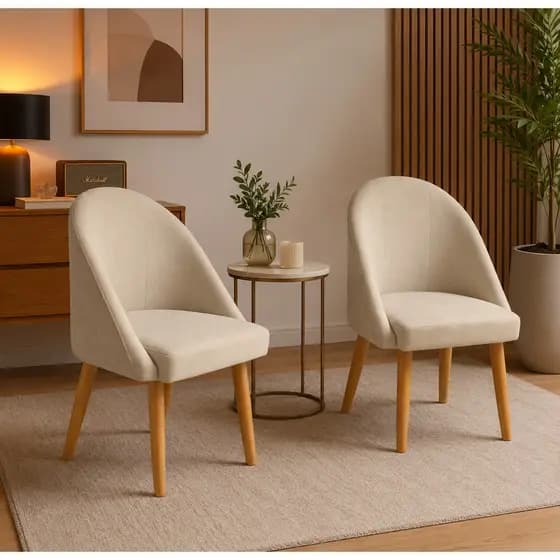 Kit 2 Cadeira Poltrona Para Mesa De Jantar Penteadeira Sala Recepção Quarto Reforçada Decorativa Lua