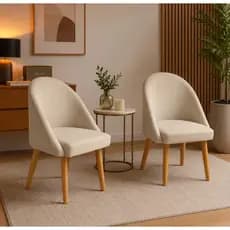 Kit 2 Cadeira Poltrona Para Mesa De Jantar Penteadeira Sala Recepção Quarto Reforçada Decorativa Lua