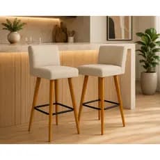 kit 02 banquetas alta decorativa com encosto para cozinha balcão e bistro