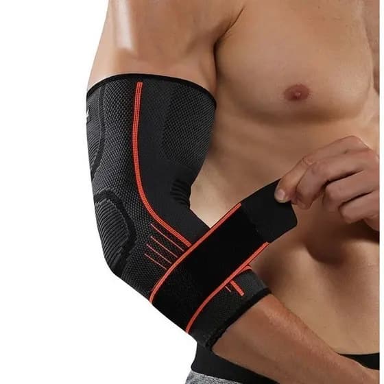 Cotoveleira De Compressão Esporte Academia Fitness Cotovelo Laranja Ajustável Z-37