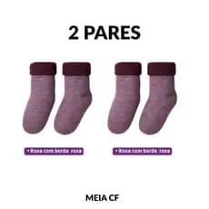 kit com 2 pares Meia Grossa Térmica Lã Cano Alto Quentinha inverno Meia Térmica para Neve e Frio Intenso |