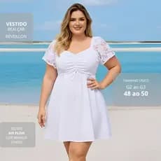 Vestido Feminino Casual Realçar Branco – Réveillon | Tecido Air Flow Premium | Tamanho do 36 PP aos G2 ao G3 48 ao 50