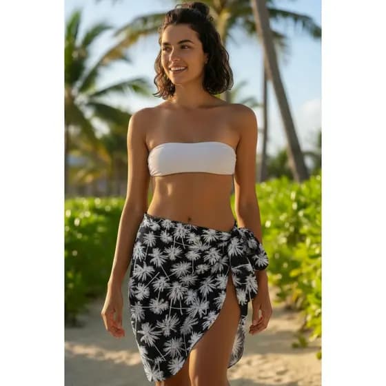 canga praia coqueiro moda praia verão viscose 1.60 cm para amarrar veste ate plus size