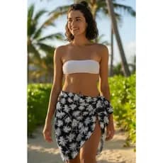 canga praia coqueiro moda praia verão viscose 1.60 cm para amarrar veste ate plus size
