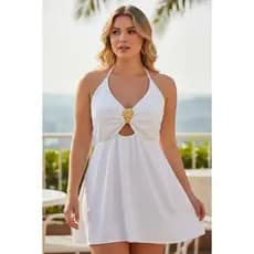 Vestido branco reveillon vestido elegante festa casual vestido curto do 36 ao 54