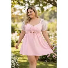 vestido rosa manga em renda festa reveillon vestido delicado feminino tamanho veste 40 42