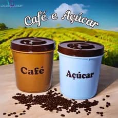Kit 2 pote porta mantimento café e açucar 1Litro rosqueavel cantinho do cafe Armazenamento de Alimentos