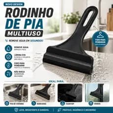 Rodinho de Pia Plástico Rodo Seca Bancada Cozinha Banheiro Multiuso