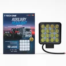 Farol Auxiliar 16 Leds 48w 12v/24v Luz Branca 6000k Automotivo