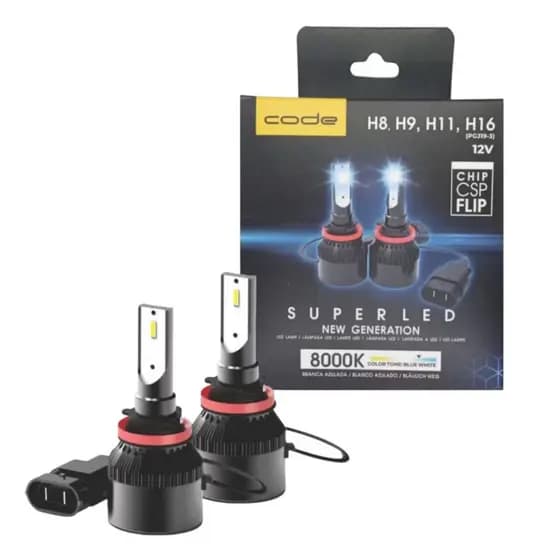 Kit Super Led Encaixe H8 H9 H11 H16 8000k 12v Par