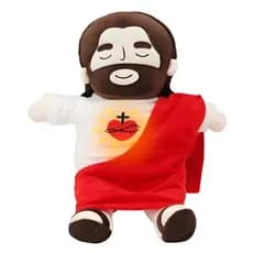 Pelúcia Jesus Cristo Luminoso Sagrado Coração | Boneco Religioso Infantil Presente Cristão