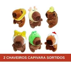 KIT 2 Chaveiro Capivara de Pelúcia Fantasia  Fofo para Mochila Bolsa e Presente