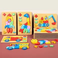 Kit Quebra Cabeça Infantil Madeira 🧩 | Brinquedo Educativo Montessori + Números e Formas