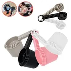 Kit 8 Peças Copo e Colher Medidor Profissional Receita Culinário Dosador Precisão Cozinha Alimentos