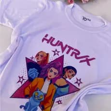 Camiseta KPop Demon Hunters HUNTRIX, ADULTO OU INFANTIL, blusa ZOEY, RUMI, MIRA, SAJA BOYS